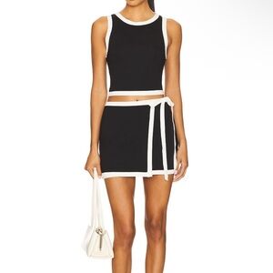 Revolve All The Ways XS Black and White Sleeveless Crop Top and Skirt Set